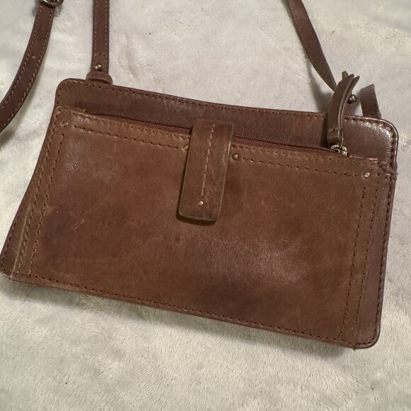 Lucky Brand Leather Crossbody Shoulder Bag Organizer Brown Boho Small wallet - Picture 2 of 7